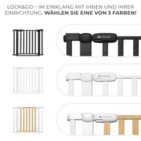 Poartă de siguranță pentru scări și uși Kinderkraft LockGO, fără găurire, 75-103 cm, deschidere la 90 de grade, închidere dublă, negru 9