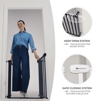 Poartă de siguranță pentru scări și uși Kinderkraft LockGO, fără găurire, 75-103 cm, deschidere la 90 de grade, închidere dublă, negru 6