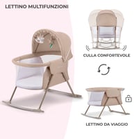 Kinderkraft LOVI 3 v 1 cestovná postieľka, detská postieľka, kolíska so strieškou, skladací matrac, odnímateľný poťah, 0-9 kg, béžová 4
