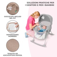 Kinderkraft LOVI 3 v 1 cestovná postieľka, detská postieľka, kolíska so strieškou, skladací matrac, odnímateľný poťah, 0-9 kg, béžová 8