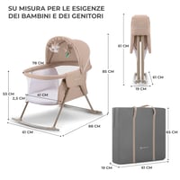 Kinderkraft LOVI 3 v 1 cestovná postieľka, detská postieľka, kolíska so strieškou, skladací matrac, odnímateľný poťah, 0-9 kg, béžová 9