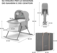 Kinderkraft LOVI összecsukható utazó kiságy baldachinos matracával 0-9 kg szürke - Gray, Single 9