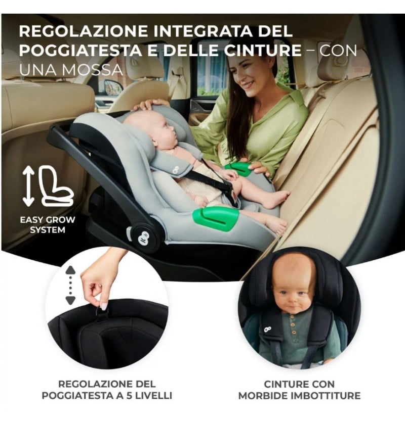 KINDERKRAFT Mink Pro Black Autósülés 0-13 kg i-Size Biztonsági Ülés, ISOFIX alap nélkül