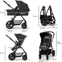 Kinderkraft MOOV CT 3 az 1-ben babakocsi szett Mink PRO I-Size autósüléssel, összecsukható, újszülöttől 3 éves korig, fekete 10