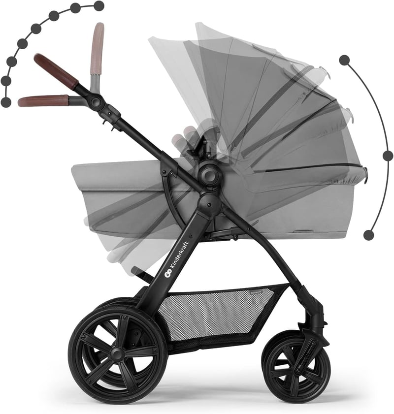 Kinderkraft MOOV CT 3az1-ben Babakocsi Autósülés Kombinációval, Összecsukható, 26 kg-ig, Fekvő Pozíció