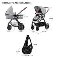 Kinderkraft Moov Multi 3az1-ben Kombinált Babakocsi Szürke 9