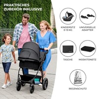 Kinderkraft Moov Multi 3az1-ben Kombinált Babakocsi Szürke 8