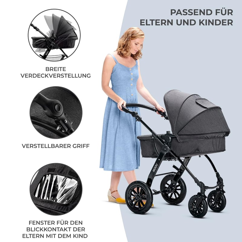 Kinderkraft Moov Multi 3az1-ben Kombinált Babakocsi Szürke