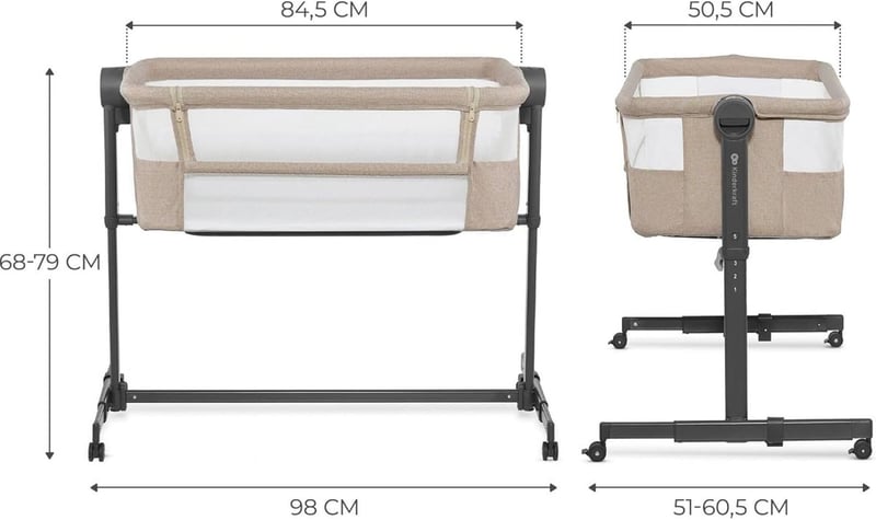 Kinderkraft NESTE UP 2 Szülői Ágy Melletti Kiságy Magasságállítható Beige