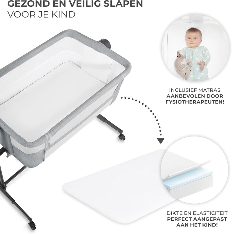 Kinderkraft NESTE UP2 magasságállítható babaágy-szülőágy 2 az 1-ben, matraccal