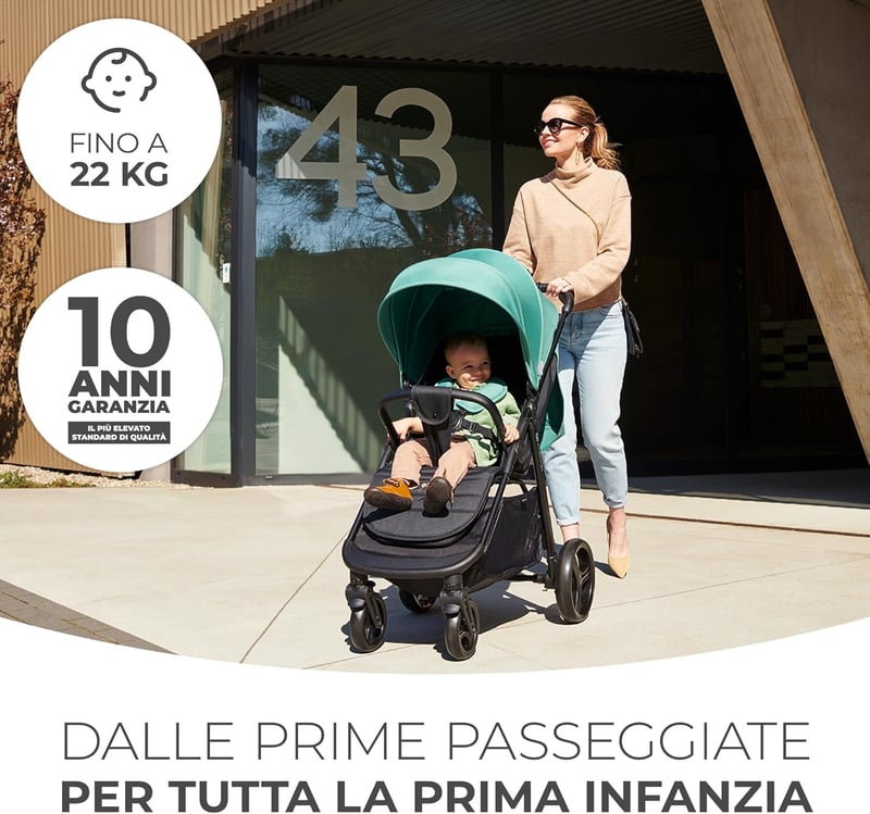 Kinderkraft RINE könnyű babakocsi 22 kg-ig, összecsukható, UV-szűrős vízálló verdák