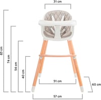 Kinderkraft Sienna 2az1-ben Etetőszék Fa Lábakkal 6 Hónapos Kortól Szürke - Grey 2