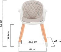 Kinderkraft Sienna 2az1-ben Etetőszék Fa Lábakkal 6 Hónapos Kortól Szürke - Grey 3