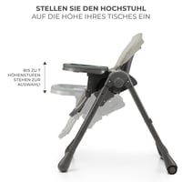 Detská jedálenská stolička Kinderkraft TUMMIE 2 v 1, detská stolička, kombinovaná stolička, poloha v pololahu, opierka nôh, PU poťah, s hračkami, sivá 6