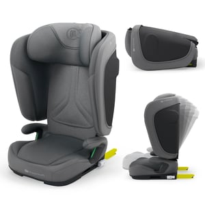 Kinderkraft UNITY2 i-Size Gyerekülés 100-150 cm Isofix Szürke Légáteresztő Huzat — foltos, hátul kopott burkolat (állapot: lásd a 2. képet)