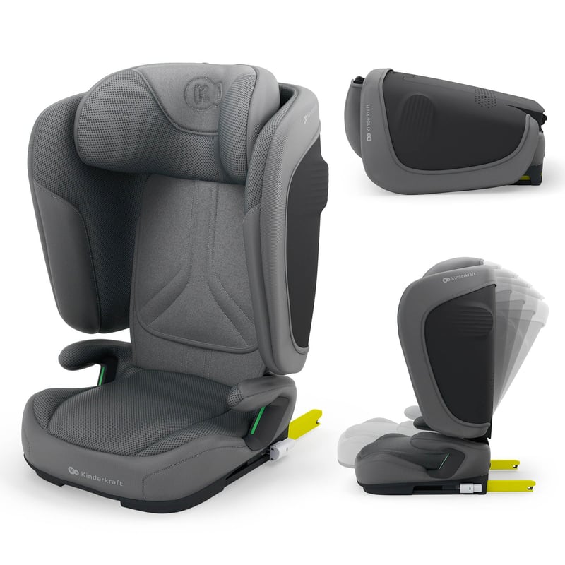 Scaun auto Kinderkraft UNITY2 i-Size 100-150 cm Isofix gri, husă respirabilă — pătat, carcasă uzată în partea din spate (stare: vezi poza 2)