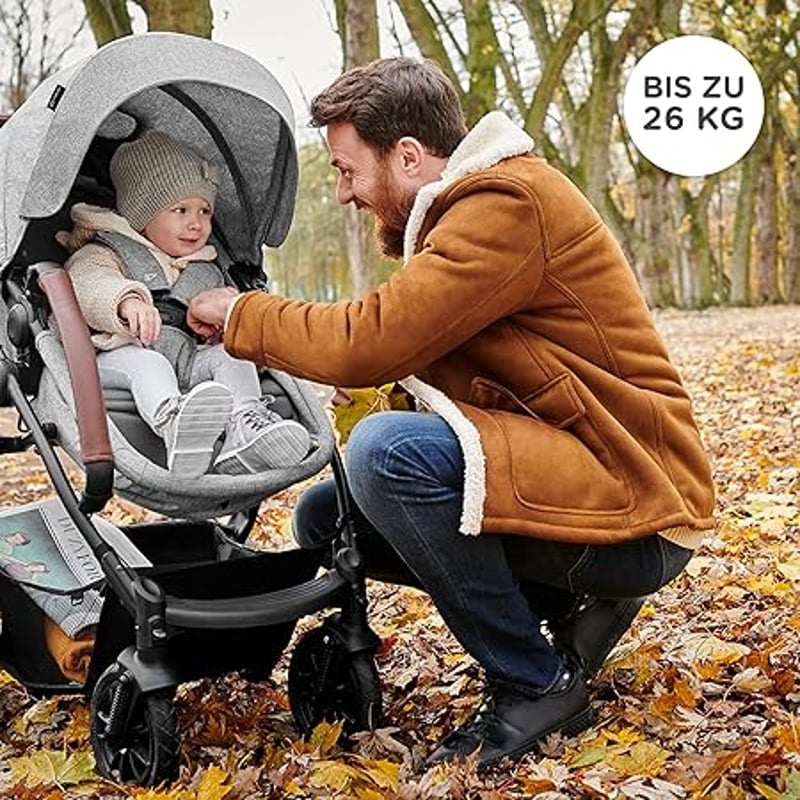 Kinderkraft XMOOV 3in1 Babakocsi I-SIZE 40-75cm Sportkocsival és Hordozóval Szürke