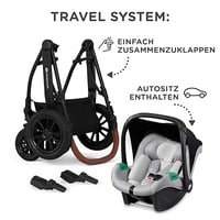 Kinderkraft XMOOV 3in1 Babakocsi I-SIZE 40-75cm Sportkocsival és Hordozóval Szürke 2
