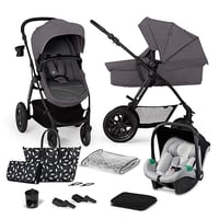 Kinderkraft XMOOV 3in1 Babakocsi I-SIZE 40-75cm Sportkocsival és Hordozóval Szürke 1