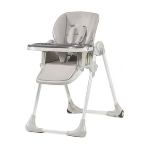 Scaun de masă pentru copii Kinderkraft YUMMY - Scaun înalt combinat, gri, poziție de semi-înclinare, husă din PU, ușor de curățat, suport pentru picioare, 84,5x55,5x105 cm