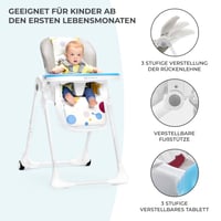 Kinderkraft YUMMY Hranilica za bebe - Kombinirana hranilica siva, poluležeći položaj, PU presvlaka, jednostavna za čišćenje, oslonac za noge, 84,5x55,5x105 cm 4