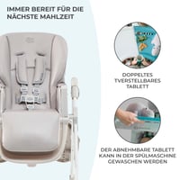 Kinderkraft YUMMY Hranilica za bebe - Kombinirana hranilica siva, poluležeći položaj, PU presvlaka, jednostavna za čišćenje, oslonac za noge, 84,5x55,5x105 cm 7