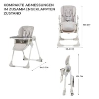 Kinderkraft YUMMY Hranilica za bebe - Kombinirana hranilica siva, poluležeći položaj, PU presvlaka, jednostavna za čišćenje, oslonac za noge, 84,5x55,5x105 cm 9