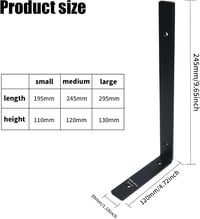 KINDPMA 4 db Fekete Fali Polctartó 150 kg Teherbírás Szögvas Konzol 2