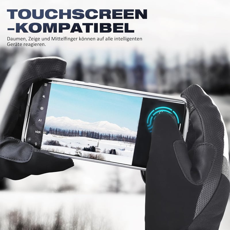 Kineed női téli sí kesztyű vízálló touchscreen hőtartó thinsulate, L-es méret