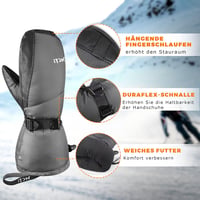 Mănuși de schi de iarnă Kineed pentru bărbați - Impermeabile, compatibile cu ecran tactil, mențin mâinile calde până la -28°C, căptușite cu puf de gâscă, palmă anti-alunecare - Mărimea L, Gri 5