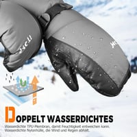 Mănuși de schi de iarnă Kineed pentru bărbați - Impermeabile, compatibile cu ecran tactil, mențin mâinile calde până la -28°C, căptușite cu puf de gâscă, palmă anti-alunecare - Mărimea L, Gri 3