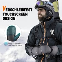 Mănuși de schi de iarnă Kineed pentru bărbați - Impermeabile, compatibile cu ecran tactil, mențin mâinile calde până la -28°C, căptușite cu puf de gâscă, palmă anti-alunecare - Mărimea L, Gri 4