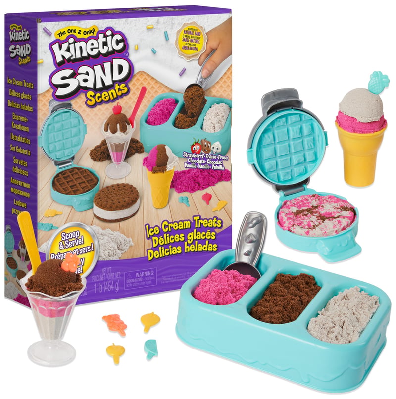 Sada na výrobu zmrzliny Kinetic Sand s voňavým pieskom, 454 g, hnedo-bielo-ružová, kreatívna hračka do interiéru, od 3 rokov