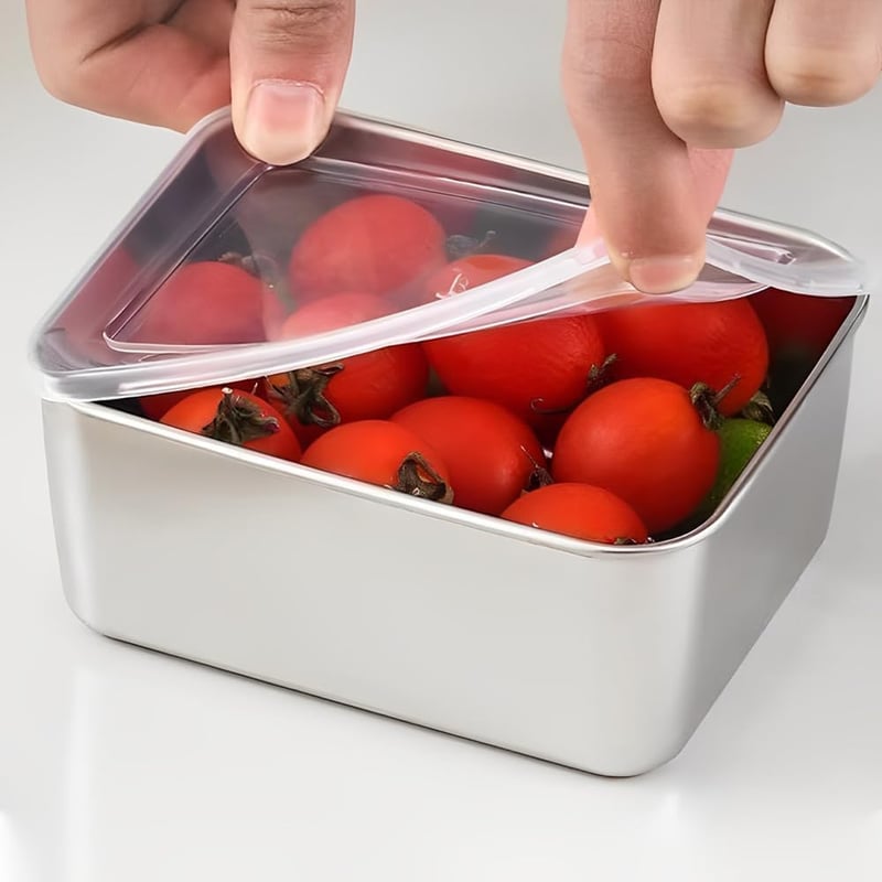 KineticKraft 6 db rozsdamentes ételtárolóedény 500ml tetővel, stackelhető, mosogatógépbiztos