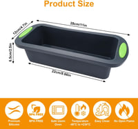 KineticKraft szilikon sütőforma 28x12 cm téglalap sötétszürke kenyér torta brownie 2