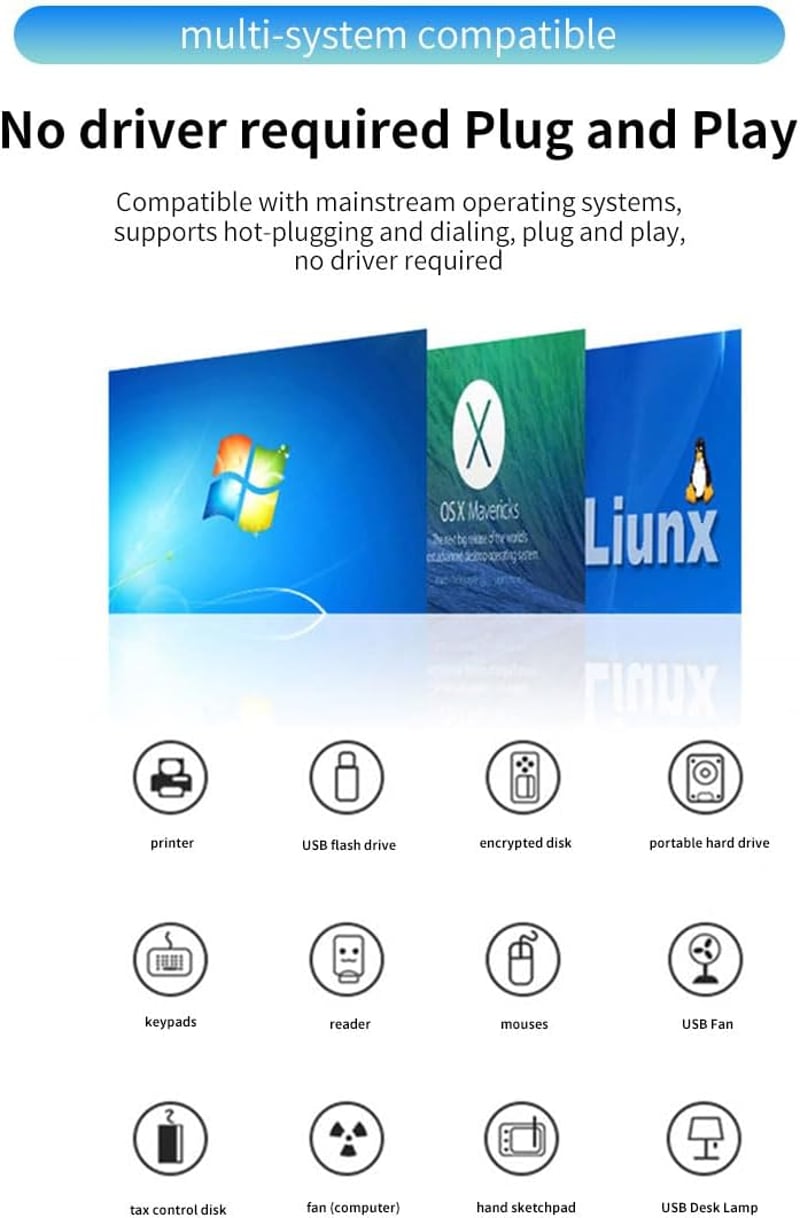 Kinetxiaxia USB Hub 3 Portos Mini Elosztó USB 3.0 + 2x USB 2.0 Nagysebességű Adapter PC Laptop MacBook Surface Pro Kompatibilis