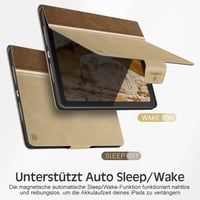 Puzdro na iPad KingBlanc (A16) 11. generácia 11 palcov 2025 a 10. generácia 10,9 palca 2022 – béžové, knižkové puzdro z vegánskej kože, držiak na ceruzku, nastaviteľné 5