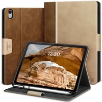 Puzdro na iPad KingBlanc (A16) 11. generácia 11 palcov 2025 a 10. generácia 10,9 palca 2022 – béžové, knižkové puzdro z vegánskej kože, držiak na ceruzku, nastaviteľné 1