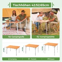 KingCamp bambusz összecsukható camping asztal 45-65 cm magasság 80 kg 4