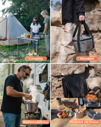 Set de vase pentru camping KingCamp din oțel inoxidabil, 4 piese, set de gătit pentru drumeții în aer liber 8