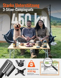 KingCamp dupla kempingszék felnőtteknek, összecsukható kerti szék 2 személyes 3