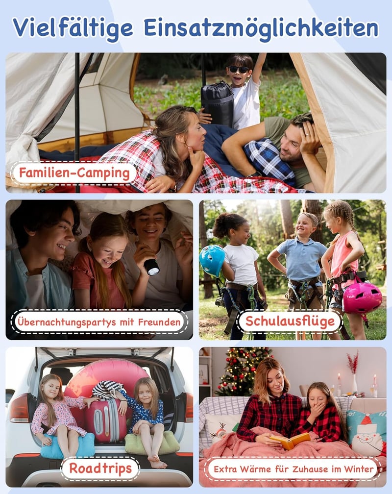 KingCamp Gyerek Hálózsák 170x70cm Téli Meleg Takaró 3-4 Évszak Camping Túrázás - Navy L