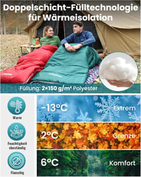 KingCamp Hálózsák 3-4 Évszak -18°C Vízálló Túrázáshoz Kempingezéshez L/XL 3