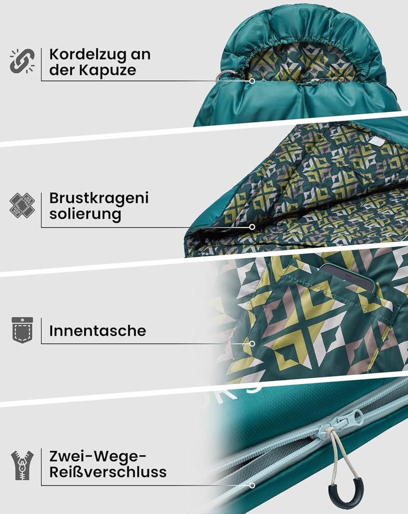 KingCamp Hálózsák 3-4 Évszak -18°C Vízálló Túrázáshoz Kempingezéshez L/XL