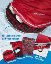 KingCamp XXL Flanel Hálózsák Felnőtteknek, Meleg Téli Kempingzsák 220x100cm 7