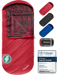 KingCamp Hálózsák XXL Felnőtt Piros Flanell Bélés 220x100cm Téli Kempingezés Túrázás Szabadtéri Tevékenység 4 Évszak 1