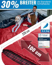 KingCamp Hálózsák XXL Felnőtt Piros Flanell Bélés 220x100cm Téli Kempingezés Túrázás Szabadtéri Tevékenység 4 Évszak 2