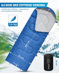 KingCamp könnyű hálózsák 3-4 évszakos camping kempingezéshez gyerekeknek felnőtteknek, 220 x 75 x 7.62 cm 2