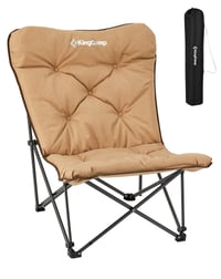 Scaun de camping pliabil KingCamp XXL cu spătar și geantă - Scaun de grădină căptușit pentru plajă, balcon, aer liber - Kaki 1