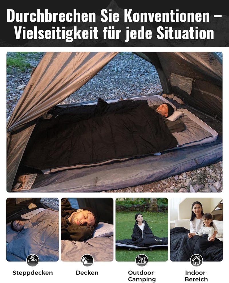 KingCamp Pehelydús Téli Hálózsák 4°C-tól -20°C-ig, Pamut Anyag, 4 Évszakos Camping Alvózsák - Comfort: 1℃ / Limit: -5°C / Extreme: -22°C (including blanket)